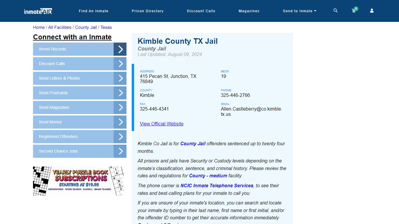 Kimble County TX Jail - Inmate Locator