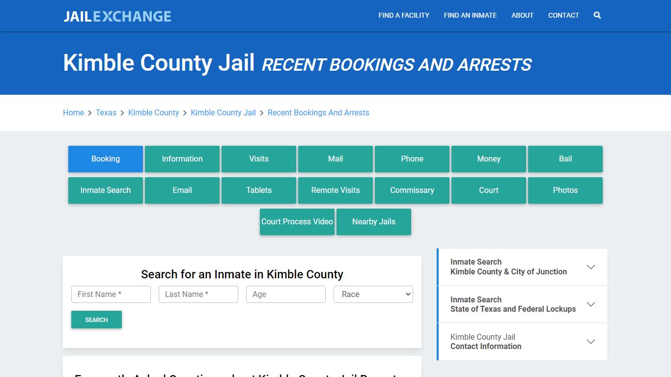 Kimble County Jail Recent Bookings And Arrests - Jail Exchange