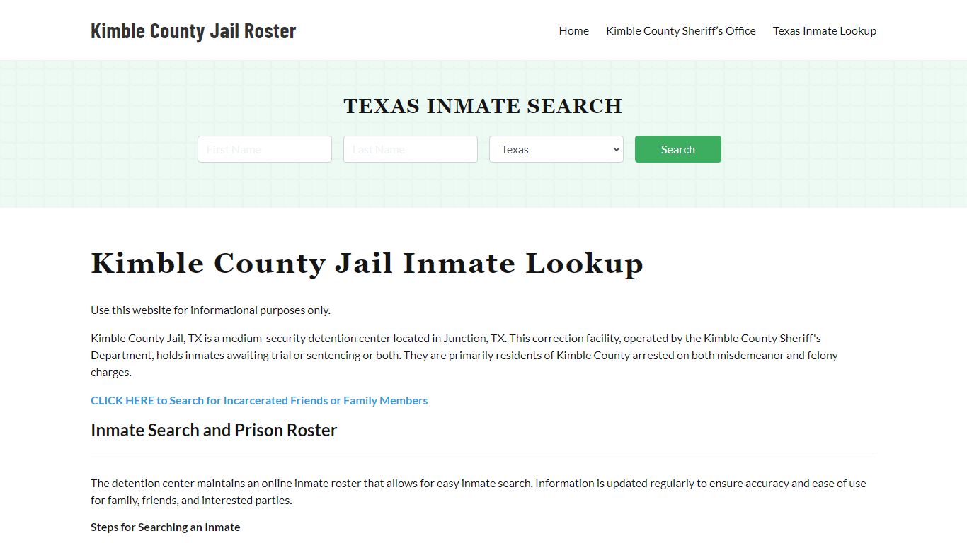 Kimble County Jail Roster Lookup, TX, Inmate Search