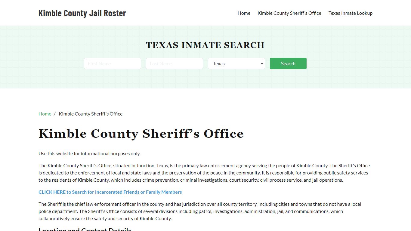 Kimble County Sheriff Office, TX, Arrest Warrants Search